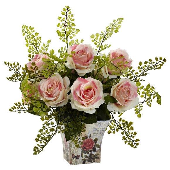 Rose Maiden Hair w/Floral Planter - SKU #1379 - 5